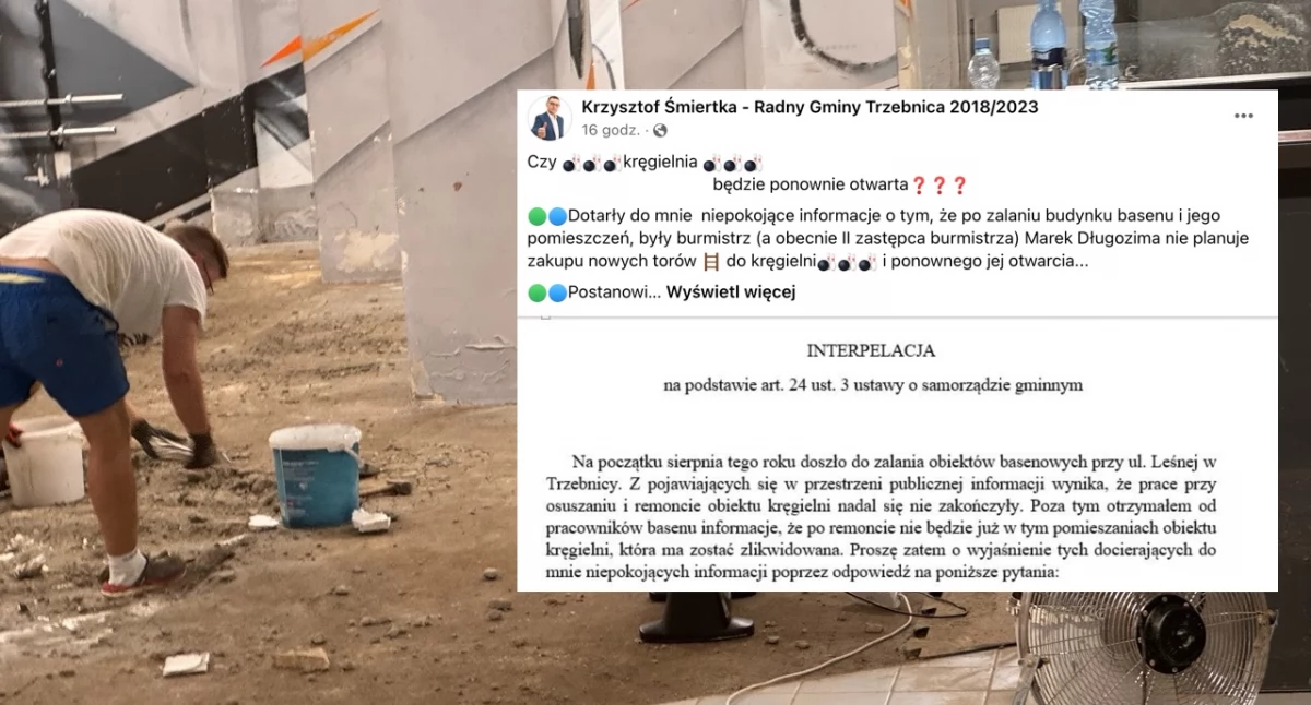 Zniszczone pomieszczenia Gminnego Parku Wodnego Trzebnica - Zdrój