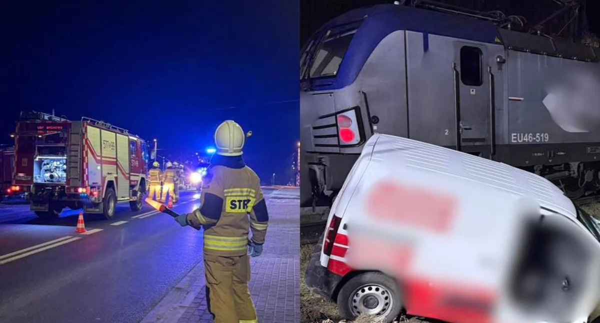 WYPADKI DROGOWE, Wypadek przejeździe kolejowym Kierowca został zabrany szpitala - zdjęcie, fotografia
