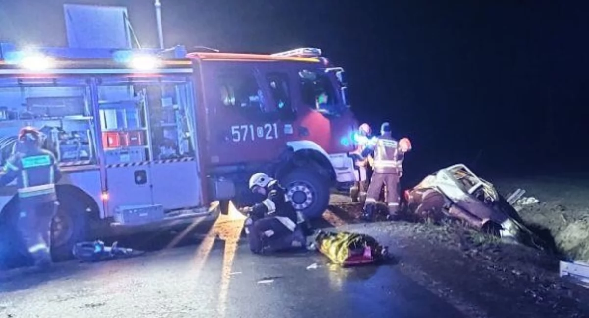 Zdjęcie z miejsca zdarzenia (fot. KP PSP Trzebnica)