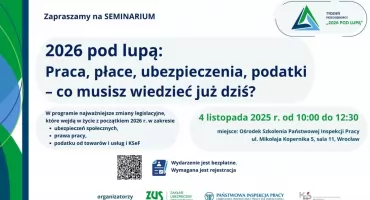 Praca, płace, ubezpieczenia, podatki – co się zmienia w 2026 roku. Seminarium dla przedsiębiorców