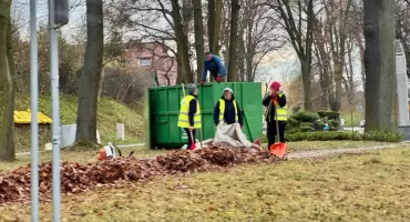 Prawie wszystkie liście spadły z drzew - jesienne sprzątanie Trzebnicy