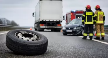 Groźny incydent na S5. Koło z ciężarówki trafiło w samochód osobowy