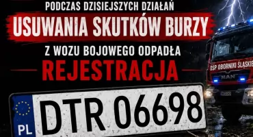 OSP Oborniki Śląskie prosi o pomoc w odnalezieniu zagubionej tablicy rejestracyjnej